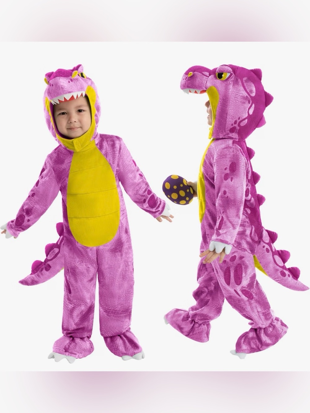 Pink Dinosaur Costume Kids, T.rex Costume , Size 18-24,Outfit with Egg for Toddl